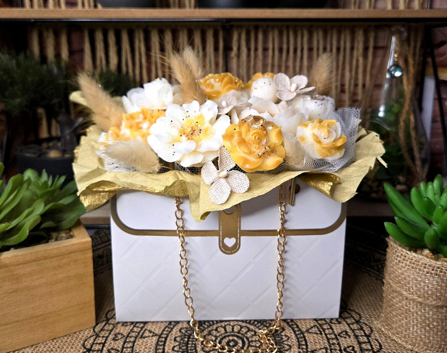 Bouquet de fondants en cire végétale – Sac noir ou blanc