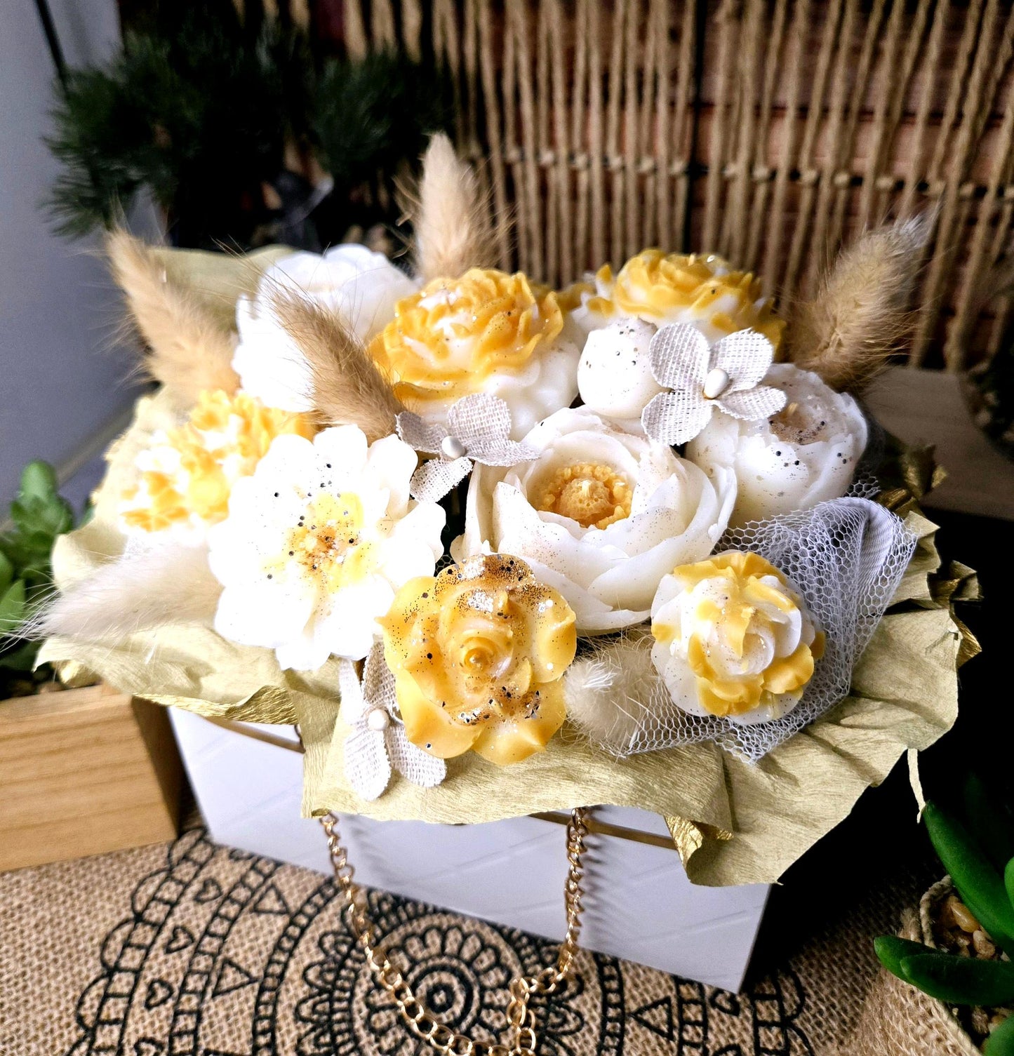 Bouquet de fondants en cire végétale – Sac noir ou blanc