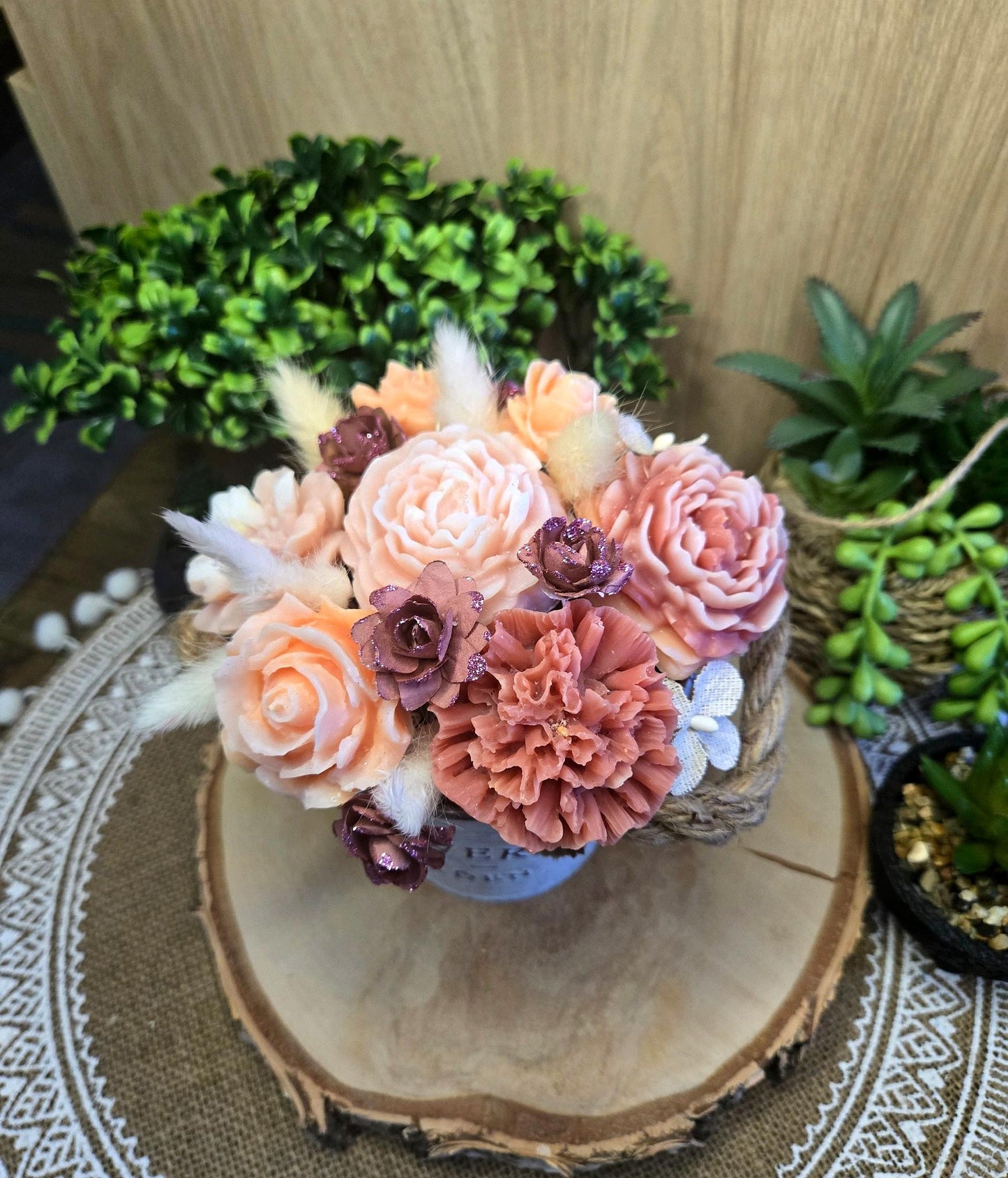 Petit bouquet en cire décorative – 4 coloris au choix